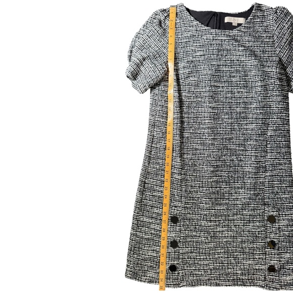LOFT Tweed Button Shift Dress Black White Detail Short Sleeve Classic 6 - Picture 8 of 9